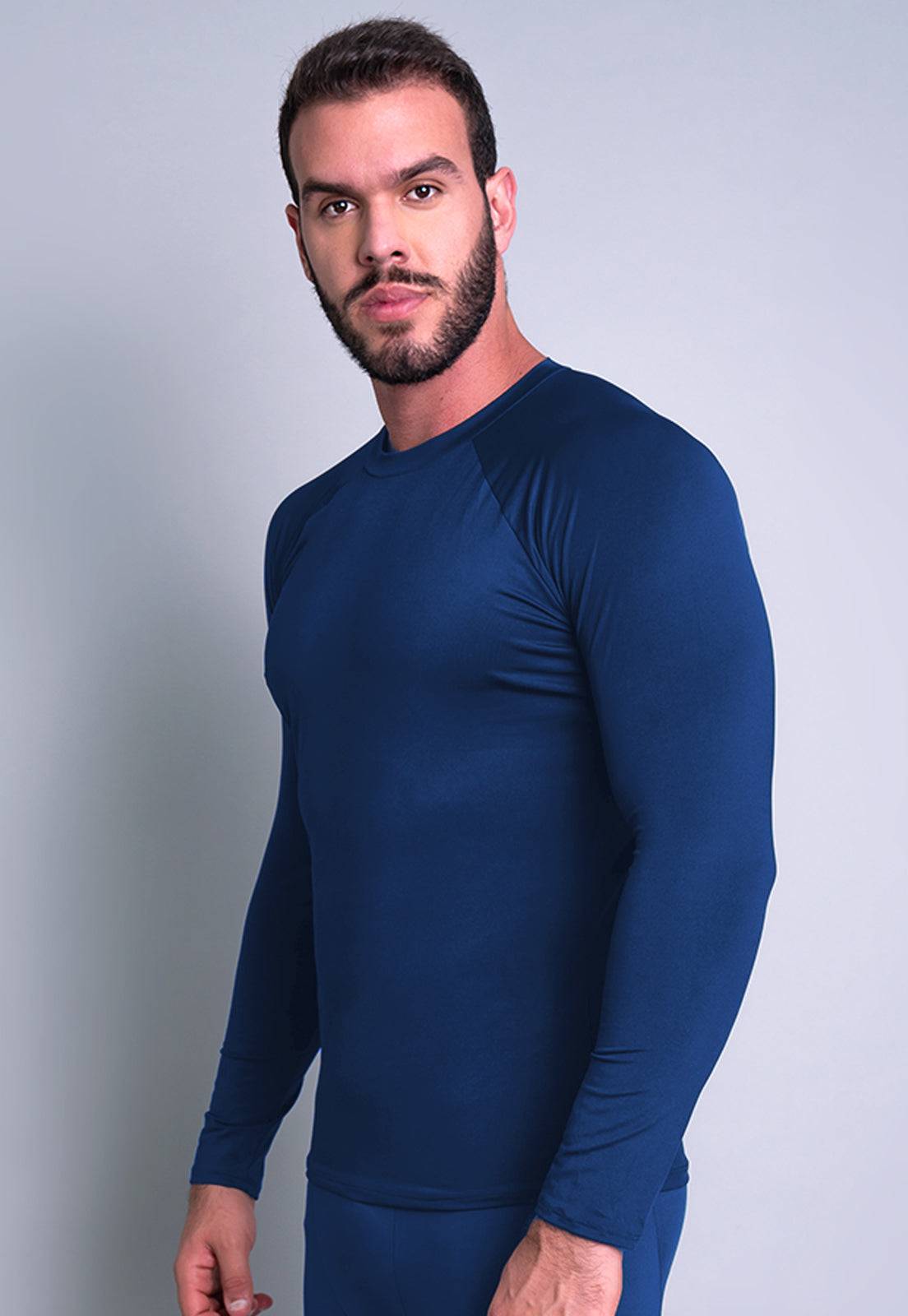 Camisa Térmica Masculina Segunda Pele Proteção Uv 50+ Cinza - MVB MODAS