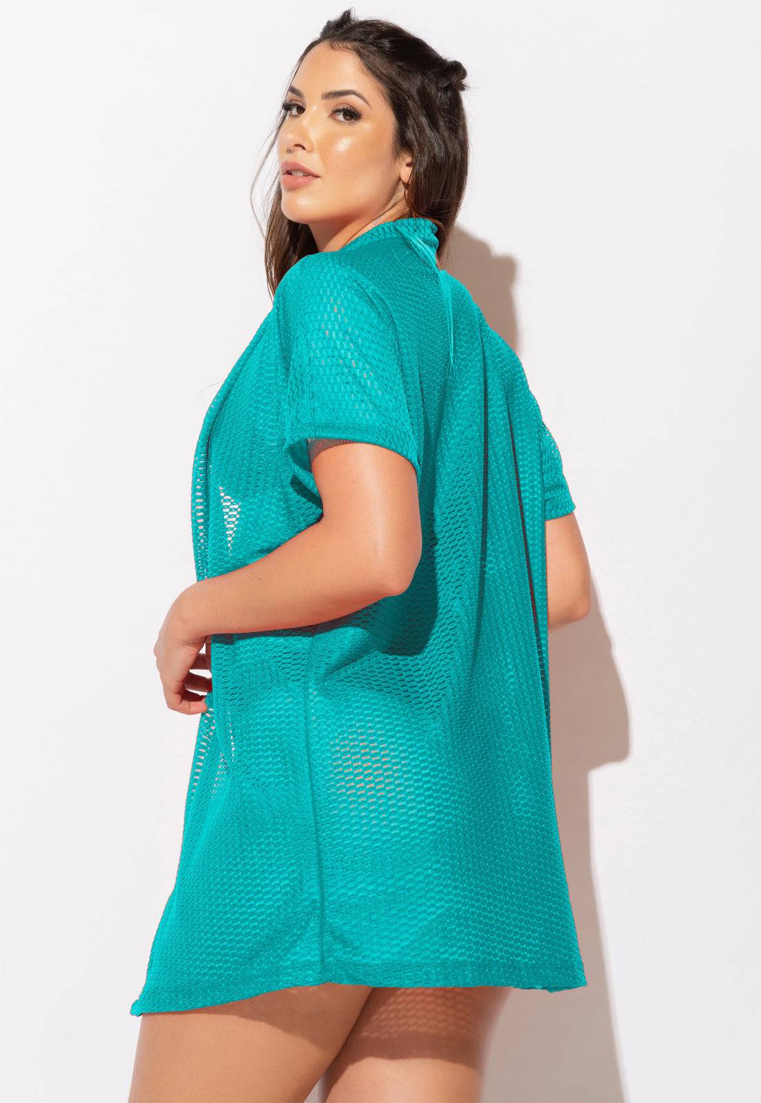 Kimono Saída de Praia Renda Verde - MVB MODAS