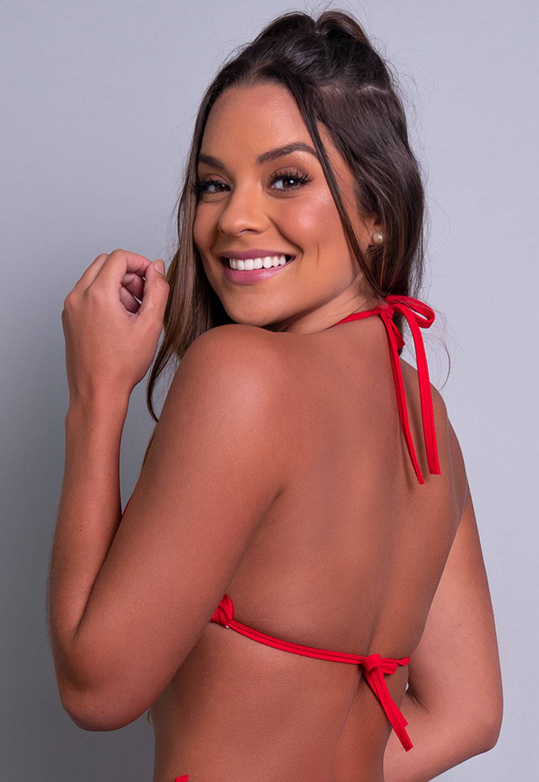 Top Biquíni Cortininha Vermelho - MVB MODAS