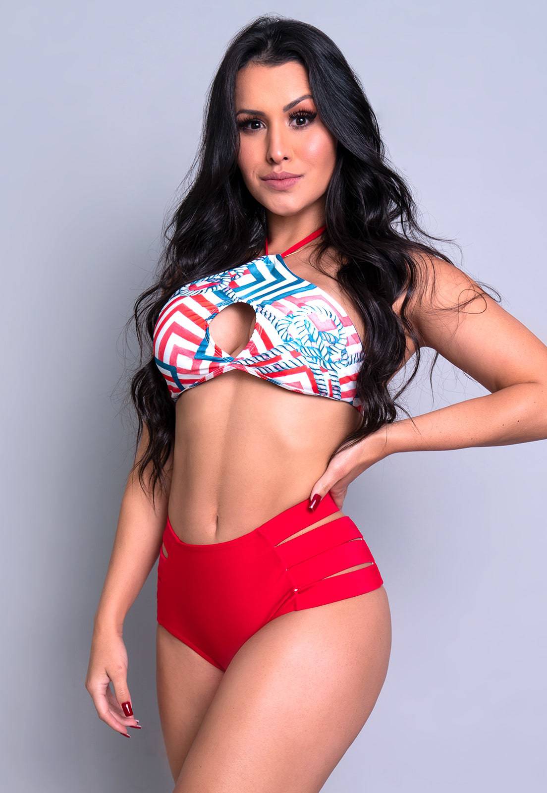 Biquíni Gladiador Bojo Hot Pants Chevron - MVB MODAS