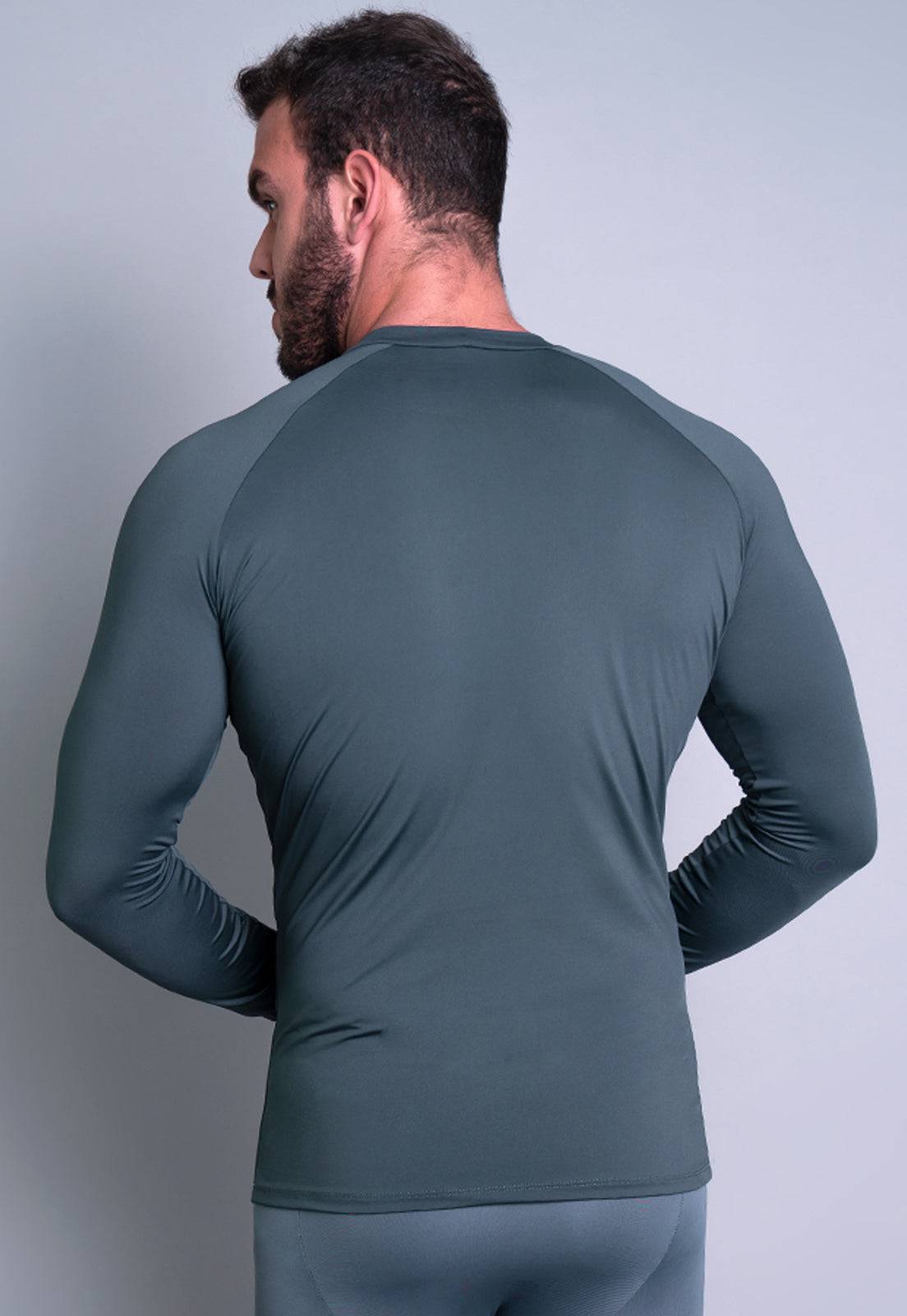 Camisa Térmica Masculina Segunda Pele Proteção Uv 50+ Cinza - MVB MODAS