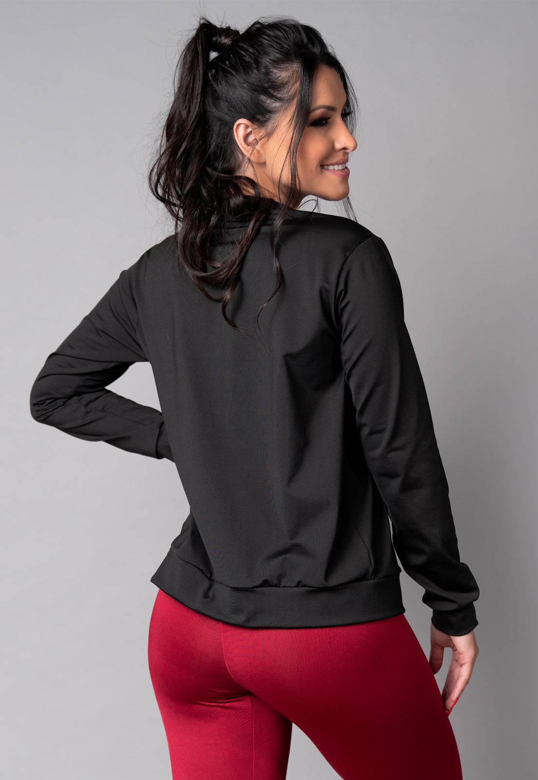 Casaco Jaqueta Suplex Feminino Inverno Preto - MVB MODAS