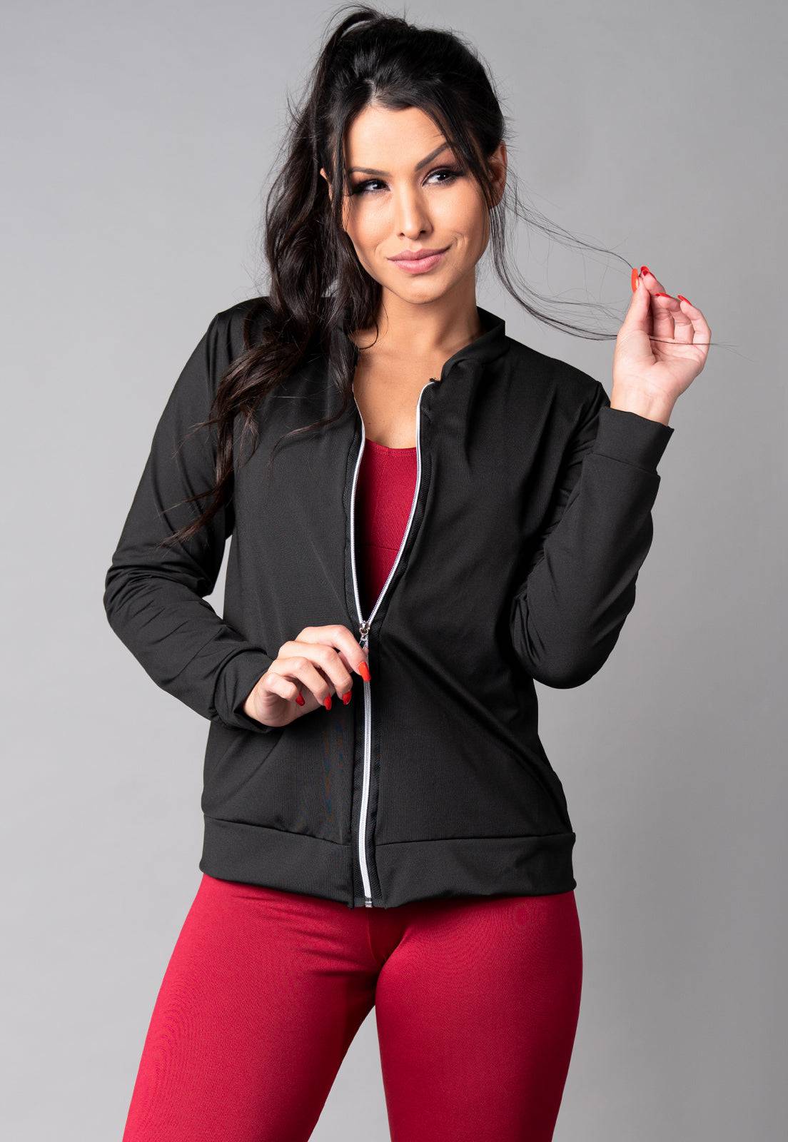 Casaco Jaqueta Suplex Feminino Inverno Preto - MVB MODAS