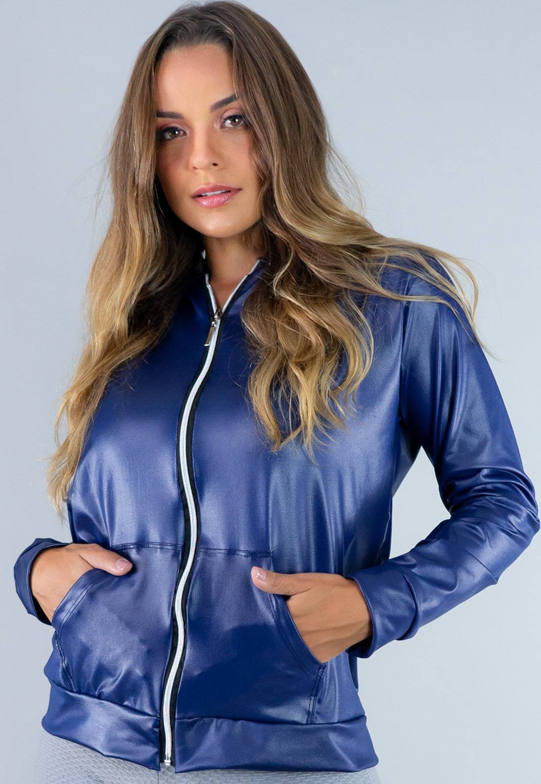 Casaco Jaqueta Cirrê Azul - MVB MODAS