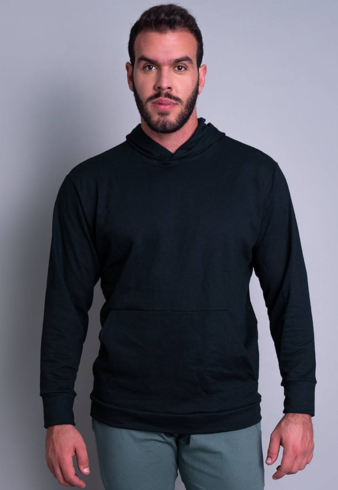 Casaco Moletom Masculino Flanelado Capuz Preto - MVB MODAS