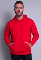 Casaco Moletom Masculino Flanelado Capuz Vermelho - MVB MODAS