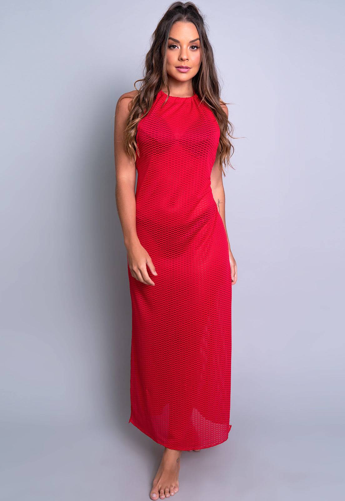 Saída De Praia Longa Vermelho - MVB MODAS