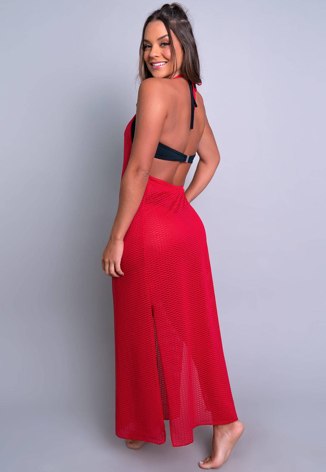 Saída De Praia Longa Vermelho - MVB MODAS