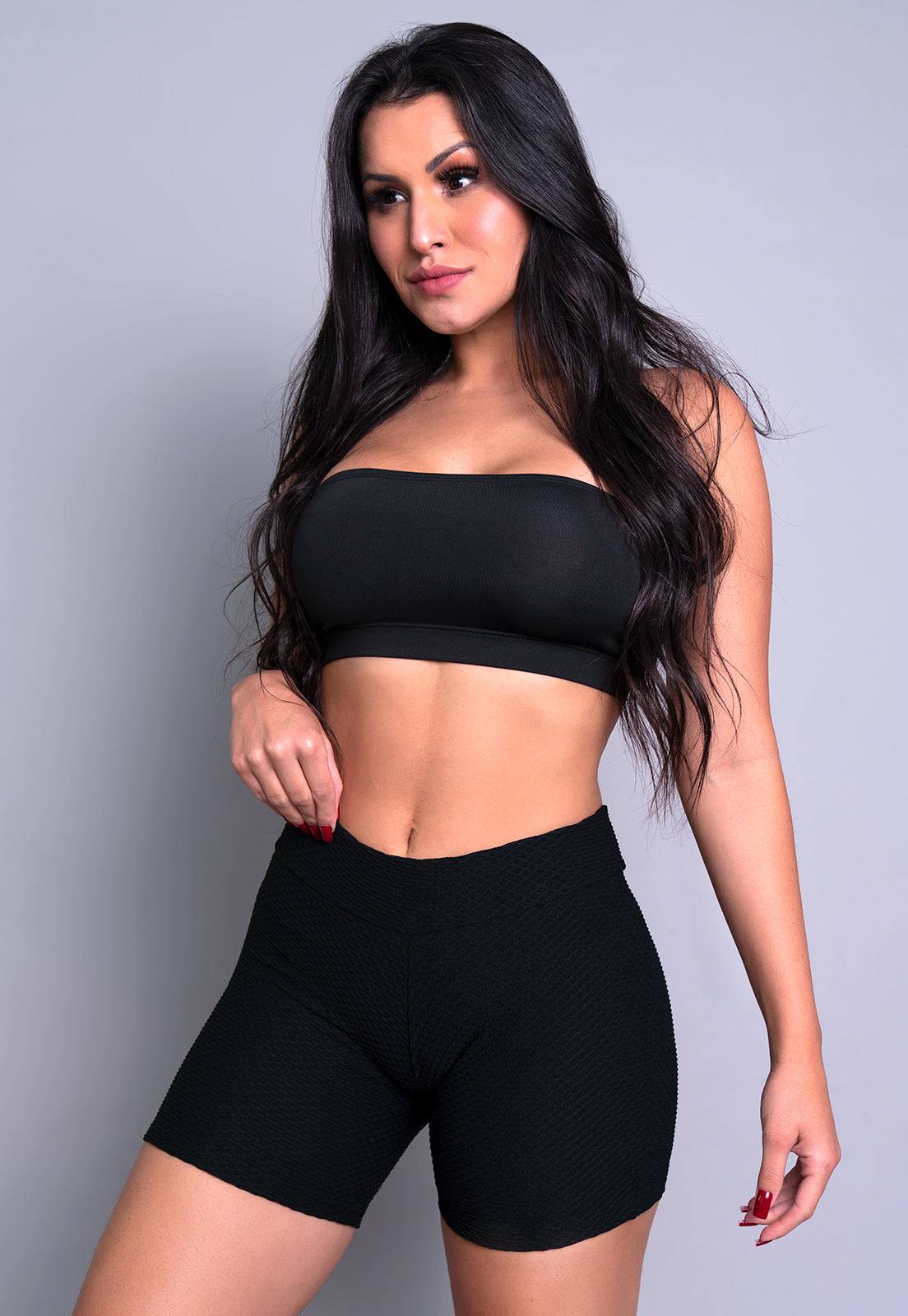 Short Curto Bolha Preto - MVB MODAS