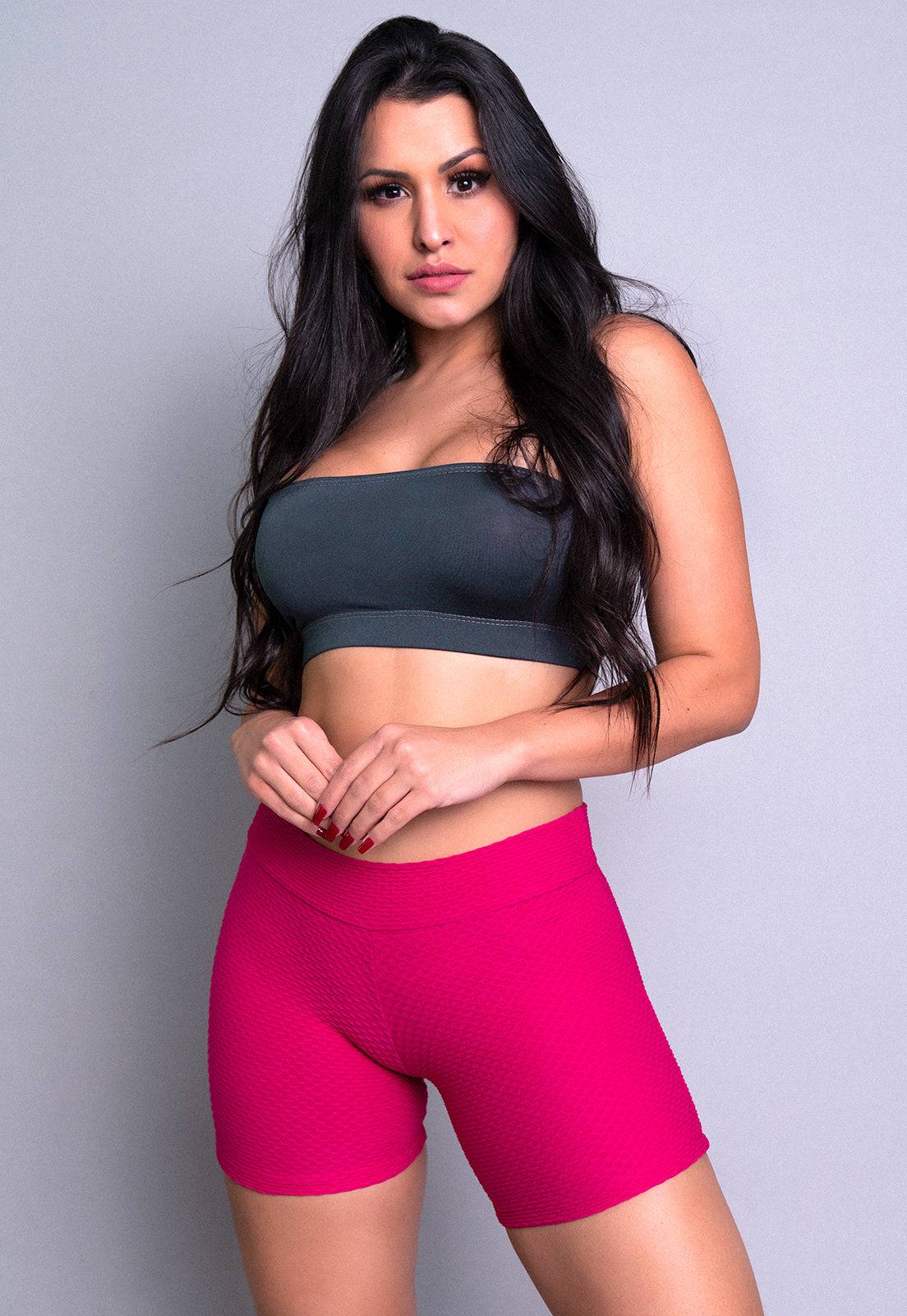 Short Curto Bolha Rosa - MVB MODAS