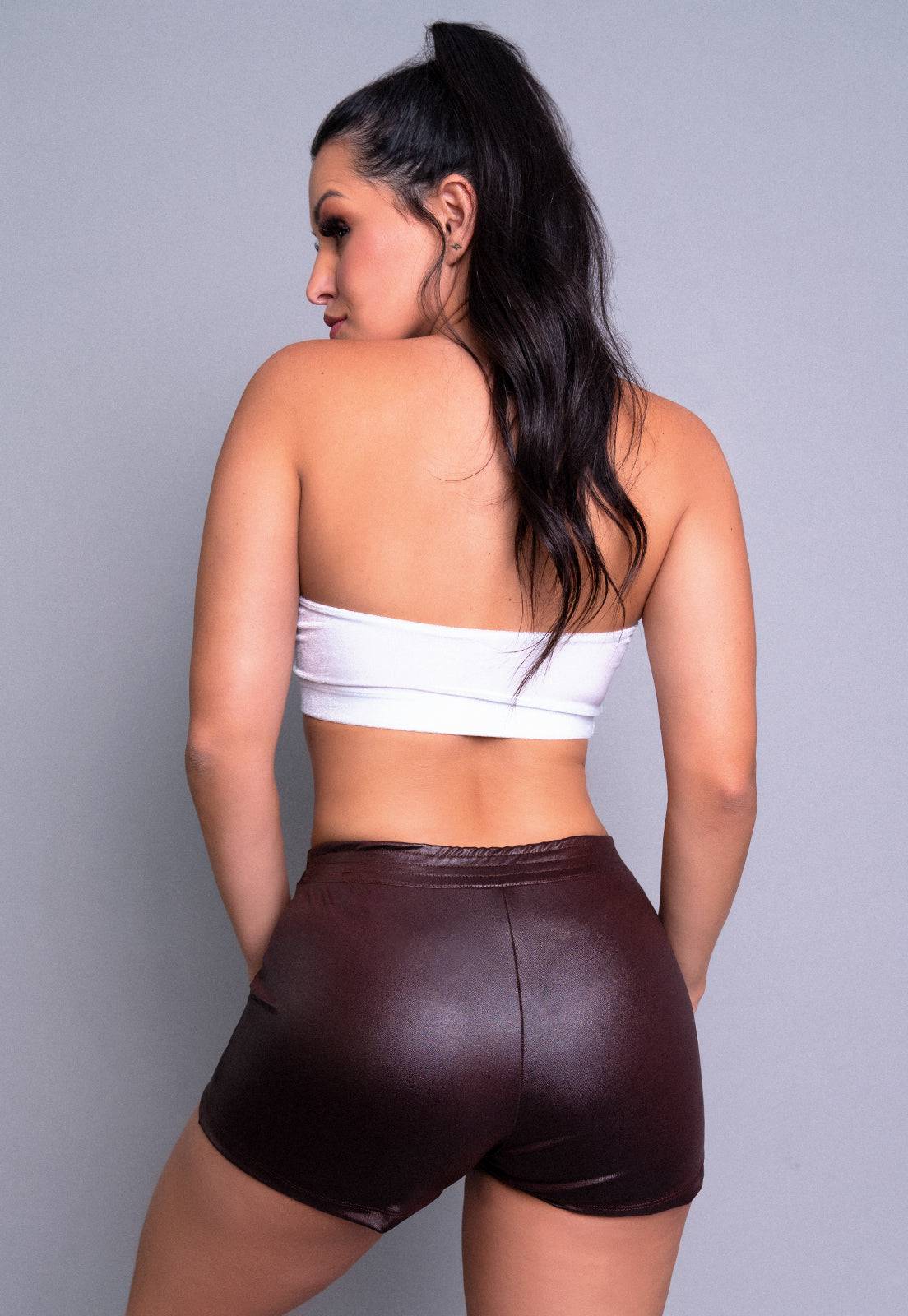 Short Cirrê Marrom - MVB MODAS