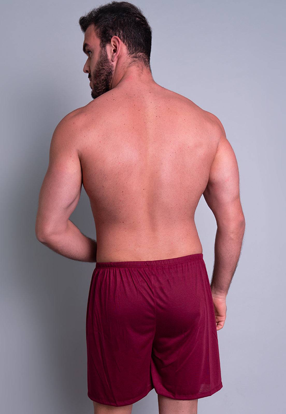 Short Curto Pijama Malha Vinho - MVB MODAS