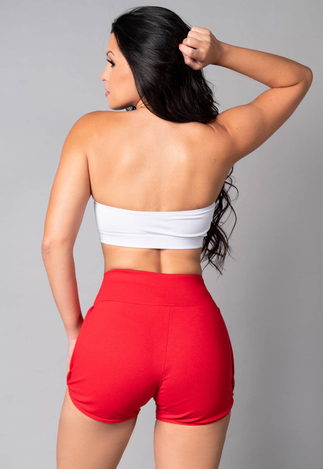 Short Ribana Cintura Alta Vinho - MVB MODAS