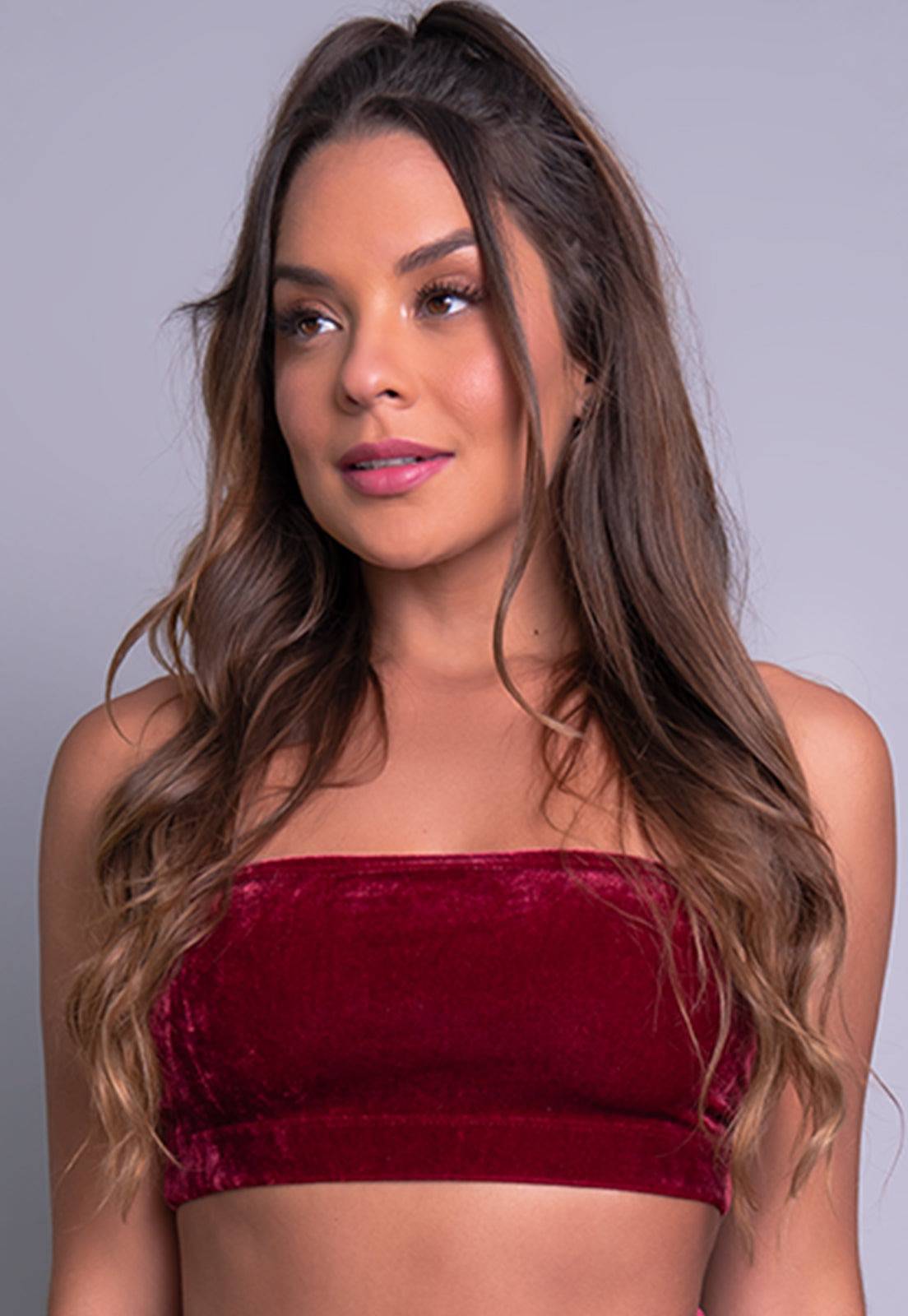 Top Veludo Molhado Vinho - MVB MODAS