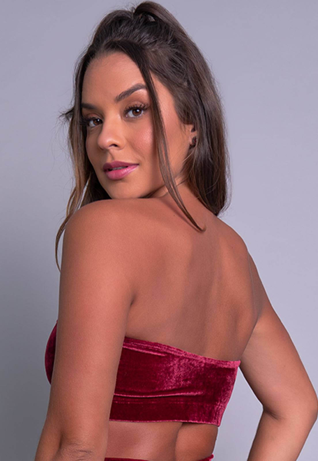 Top Veludo Molhado Vinho - MVB MODAS