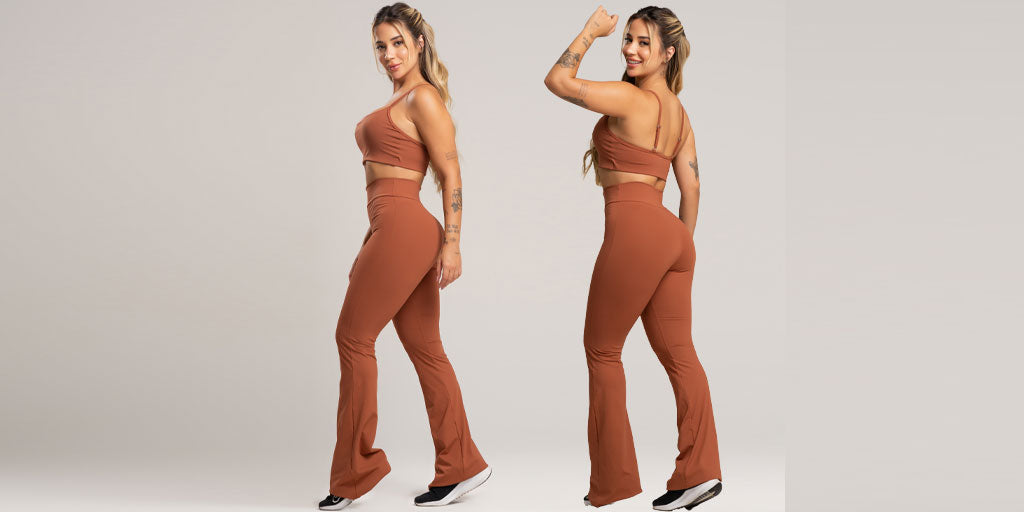 Calça Flare Pantalona Cintura Alta Poliamida: estilo, conforto e desempenho em uma só peça