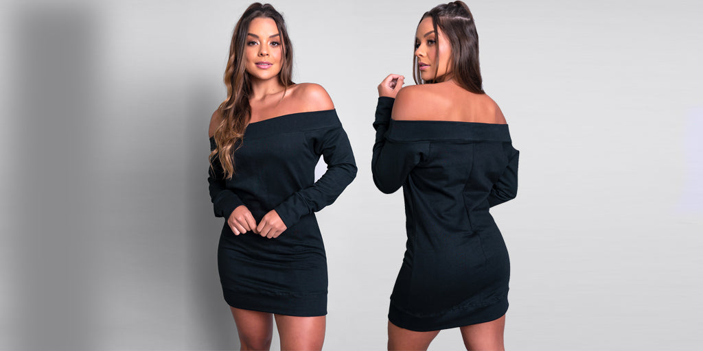 Vestido de moletom ombro a ombro - Conforto e estilo!