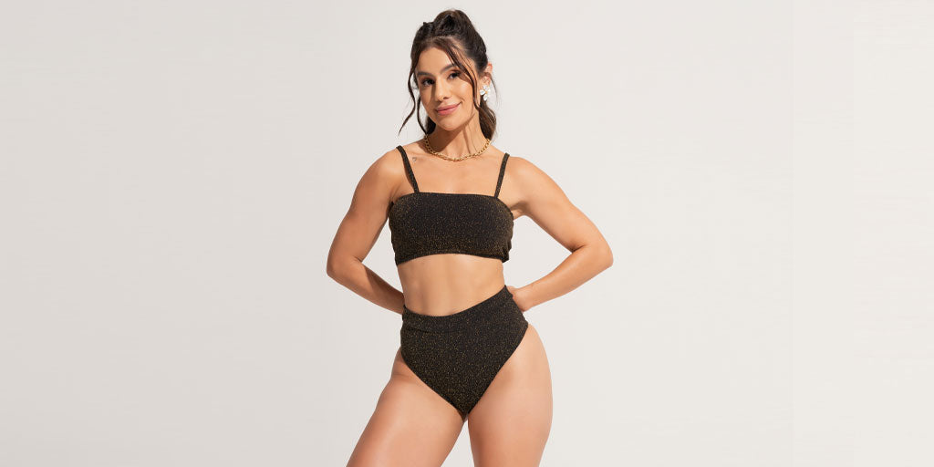 ✨ Biquíni Top Faixa Hot Pants Lurex: brilho, conforto e estilo atemporal