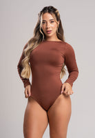 Body Collant Manga Longa Costa Nua Decote Azul - MVB MODAS