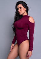 Body Manga Longa Gola Alta Blusa Ombro Rosa - MVB MODAS