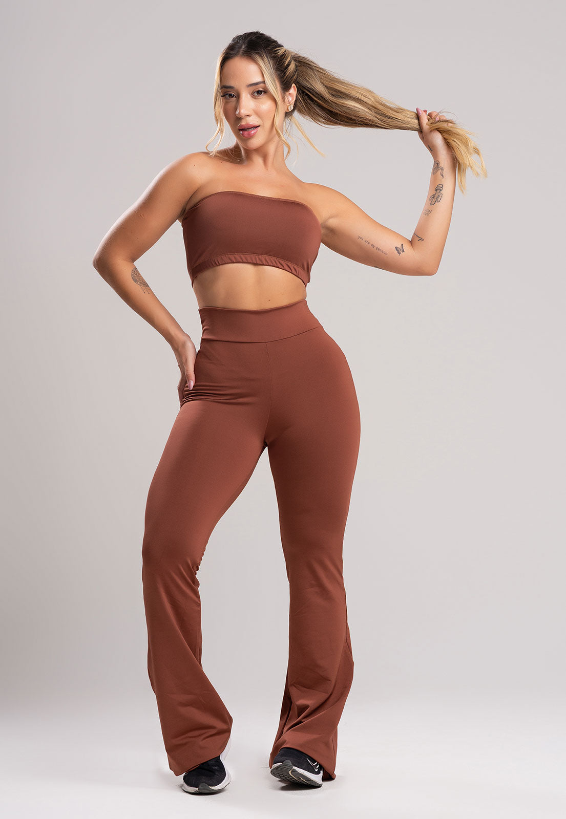 Calça Flare Pantalona Cintura Alta Azul Marinho – MVB MODAS