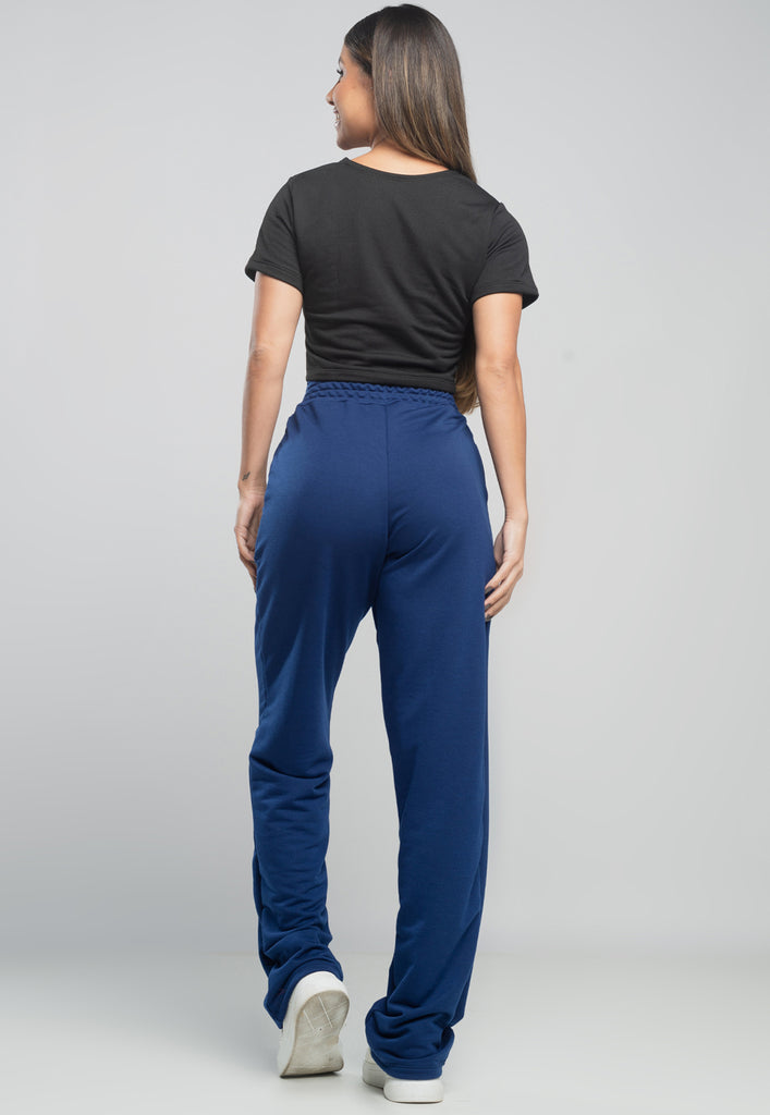 Calça Pantalona Wide Leg Azul - MVB MODAS