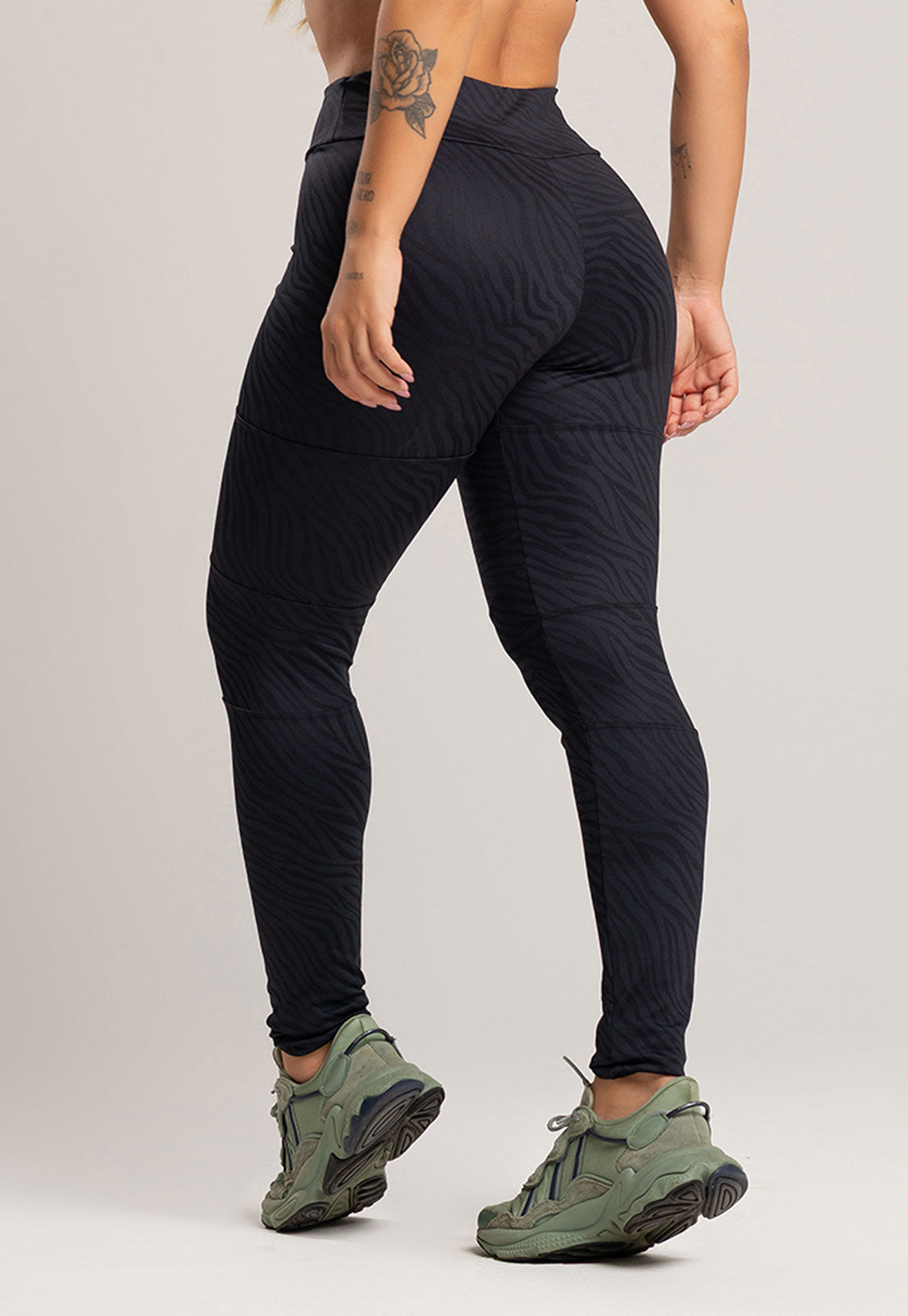 Calça Legging Recortes Cintura Alta Feminina Jacquard Lilás - MVB MODAS