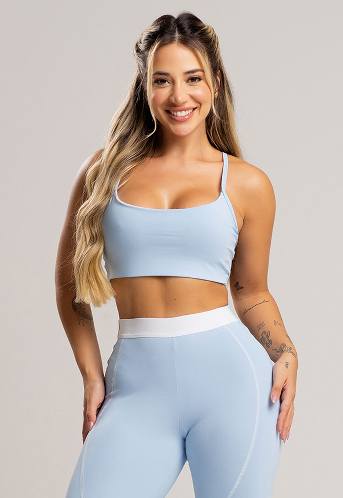Short Bolsos Cintura Alta Feminina Poliamida Céu – MVB MODAS