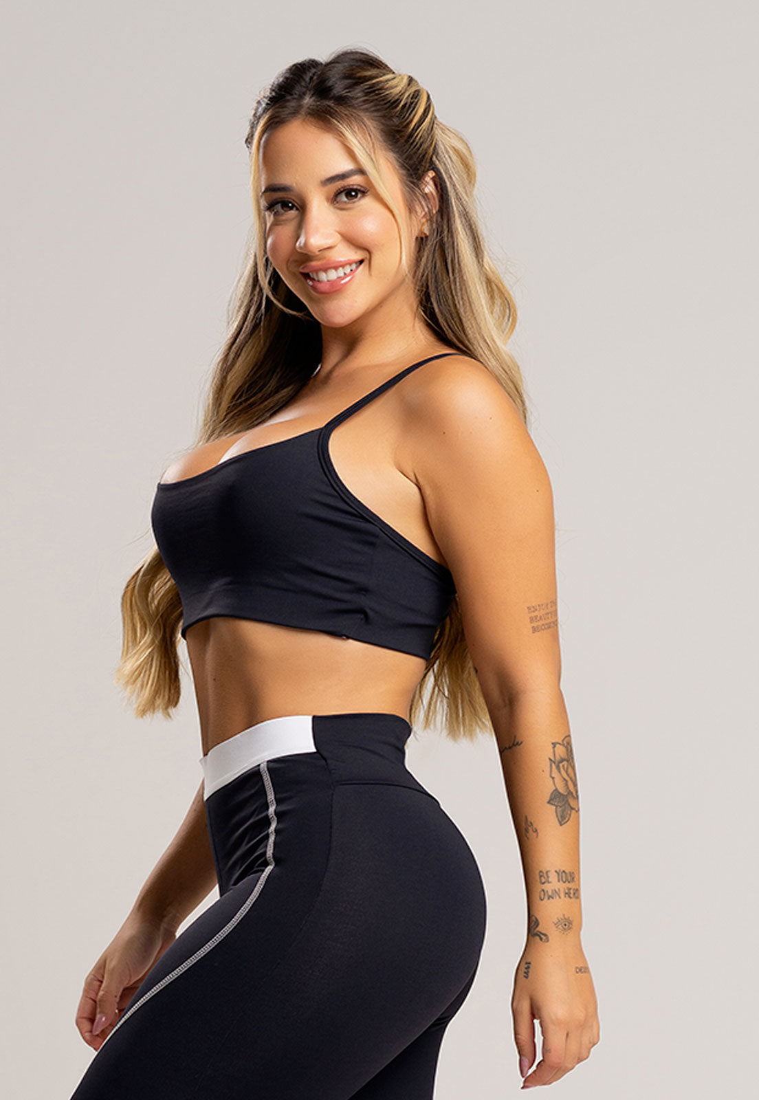 Top Duplo Alcinha de Regulagem Poliamida Preto - MVB MODAS