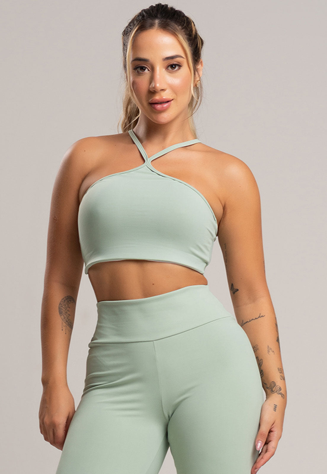 Top Cropped Duplo Alcinha Poliamida Preto - MVB MODAS