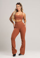 Calça Flare Pantalona Cintura Alta Poliamida Preto - MVB MODAS