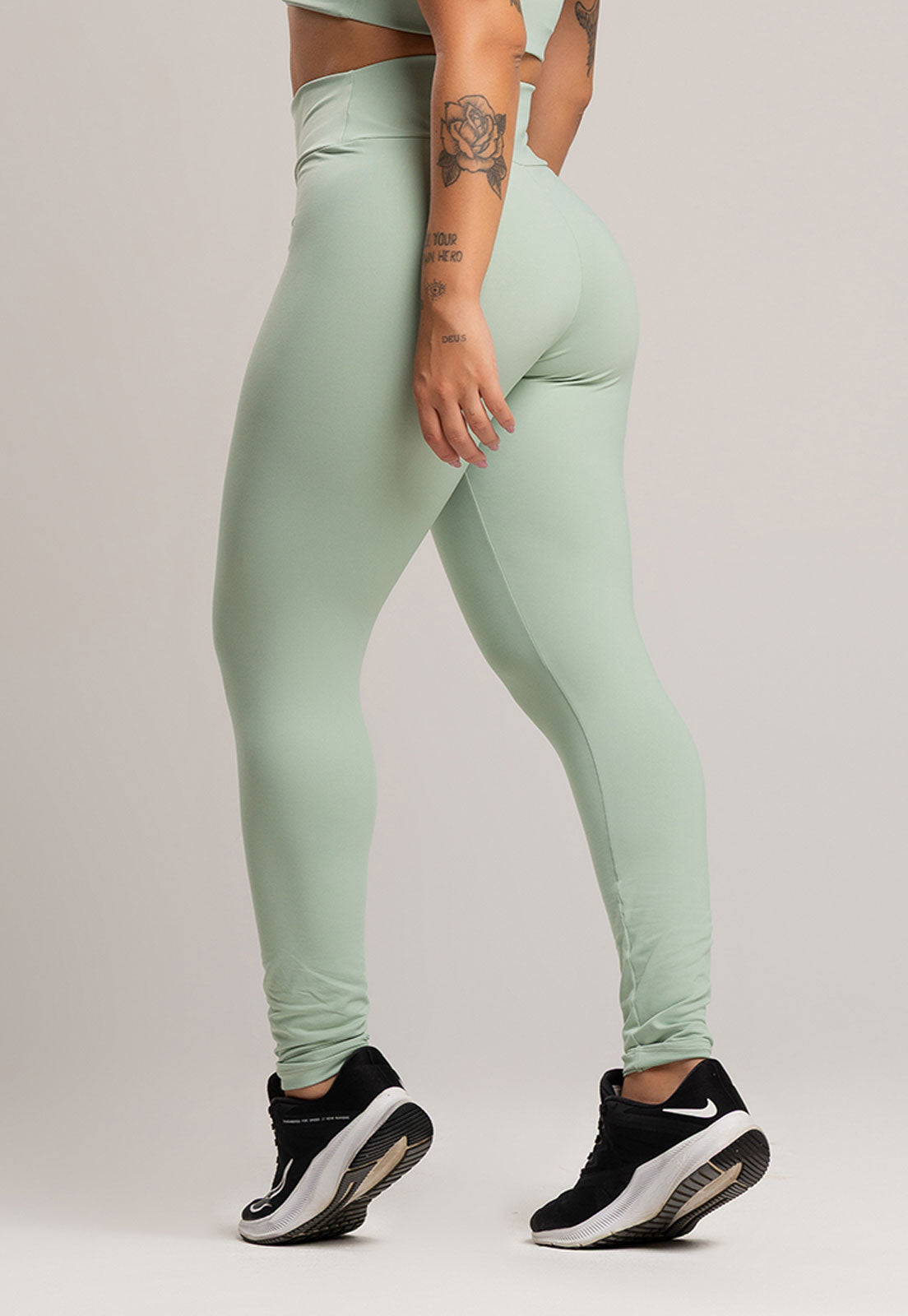 Calça Legging Cintura Alta Poliamida Pistache - MVB MODAS