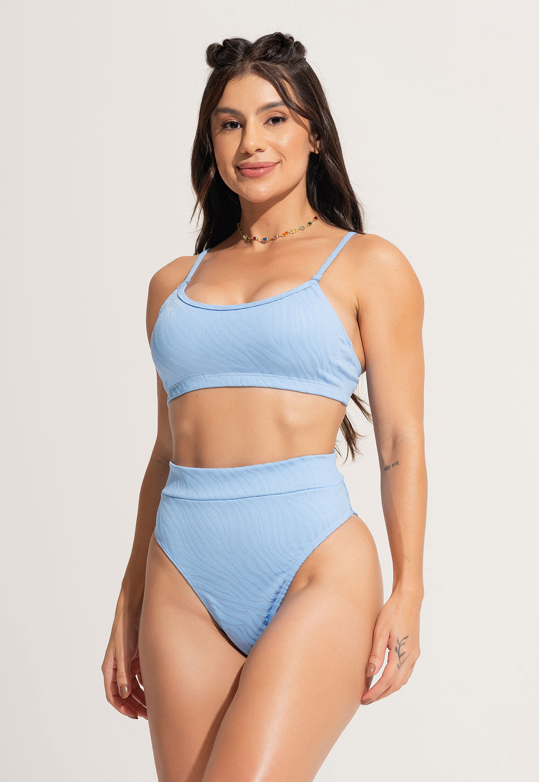 Biquíni Alcinha Bojo Hot Pants Fio Duplo Jacquard Azul – MVB MODAS
