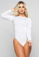 Body Collant Manga Longa Costa Nua Veludo Molhado Branco - MVB MODAS