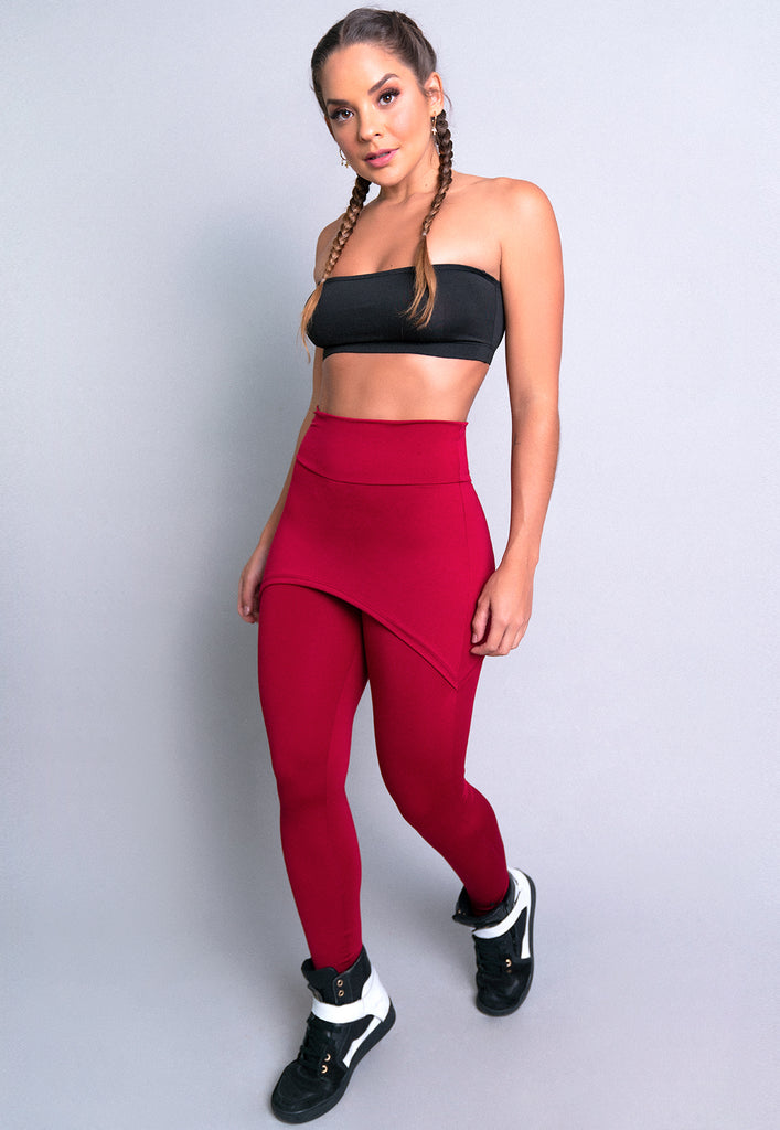 Calça Legging Suplex Saia Tapa Bumbum Vinho - MVB MODAS