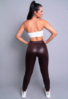 Calça Jogger Cirrê Cintura Alta Hot Pants Marrom - MVB MODAS