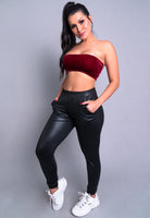 Calça Jogger Cirrê Cintura Alta Hot Pants Preto - MVB MODAS