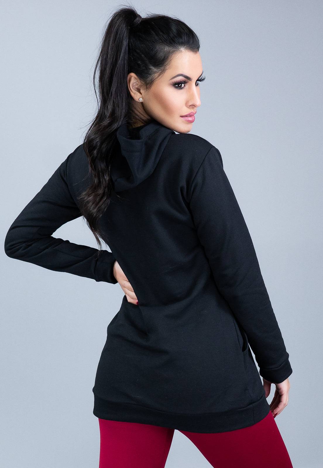 Casaco Moletom Flanelado Feminino Preto - MVB MODAS