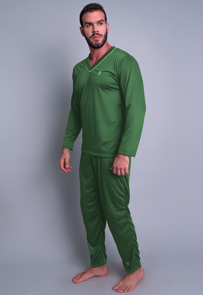 Pijama Longo Masculino Manga Comprida Calça Verde - MVB MODAS