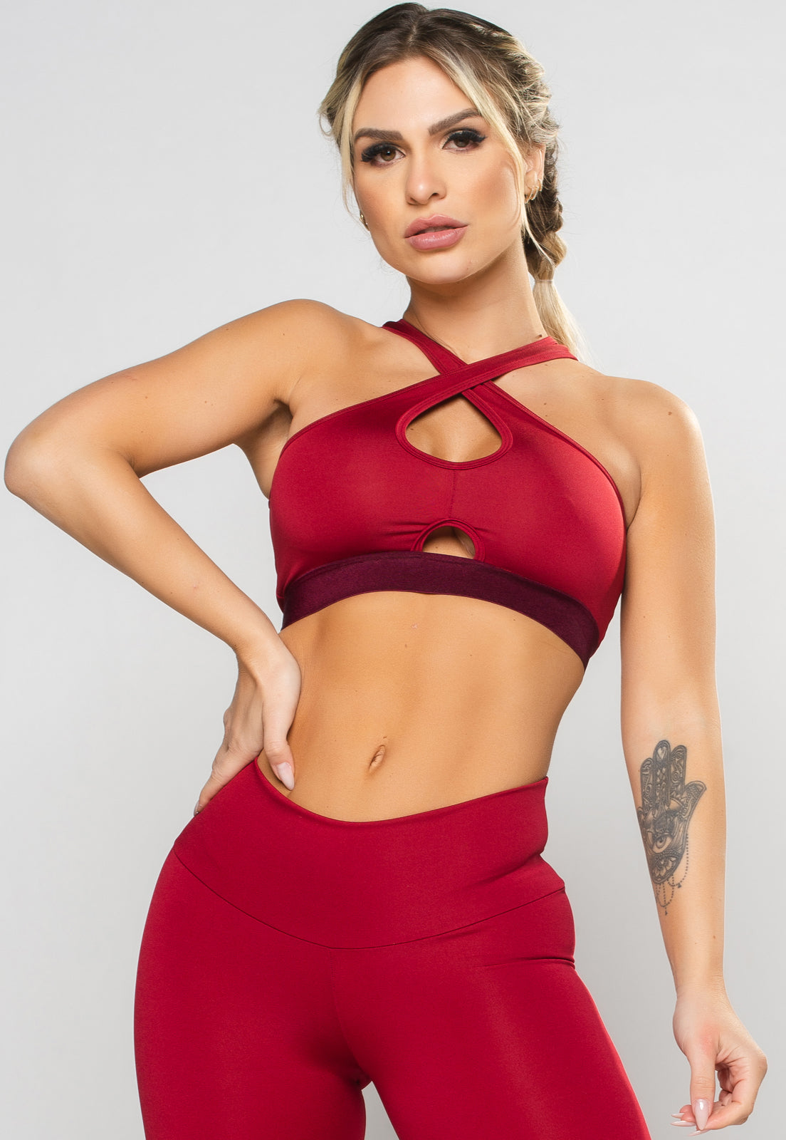 Top Cropped Cruzado Vinho - MVB MODAS