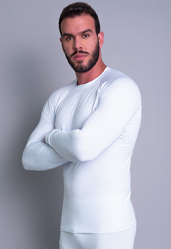 Camisa Térmica Masculina Segunda Pele Proteção Uv 50+ Branco - MVB MODAS