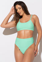 Biquíni Top Bojo Alcinha Hot Pants Fio Duplo Textura Minty - MVB MODAS