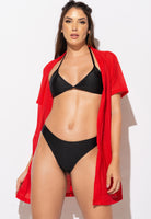 Kimono Saída de Praia Renda Vermelho - MVB MODAS