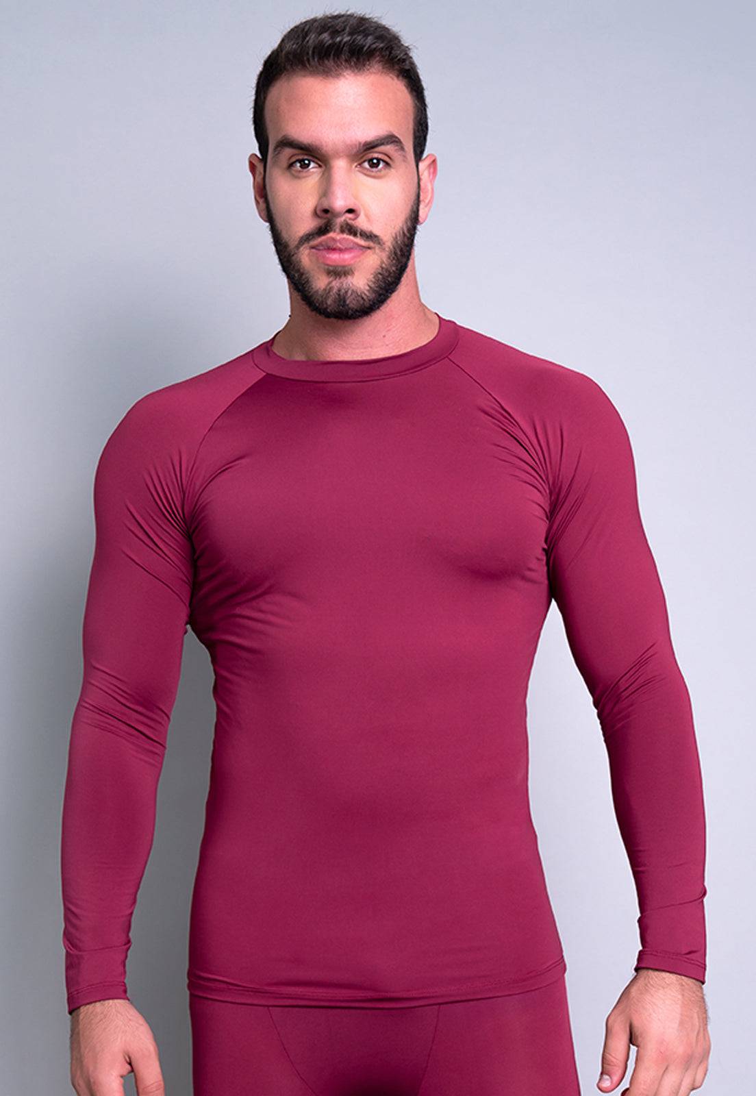 Camisa Térmica Masculina Segunda Pele Proteção Uv 50+ Vinho – MVB